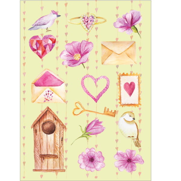 Shabby Chic Bird Craft Stickers: Beautiful Journaling Sticker Sheet with Birds Theme for Crafts and Journaling